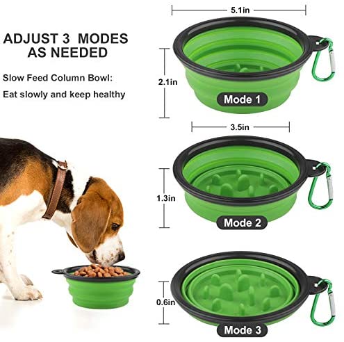 Portable Collapsible Slow Dog Feeder Bowls (Small & Medium)