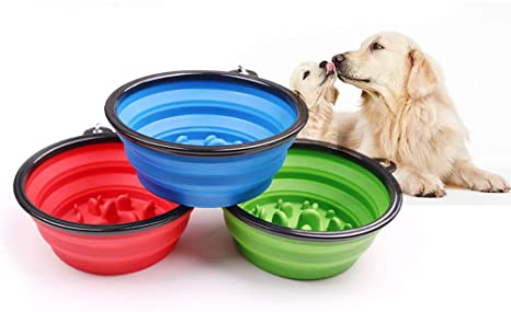 Portable Collapsible Slow Dog Feeder Bowls (Small & Medium)