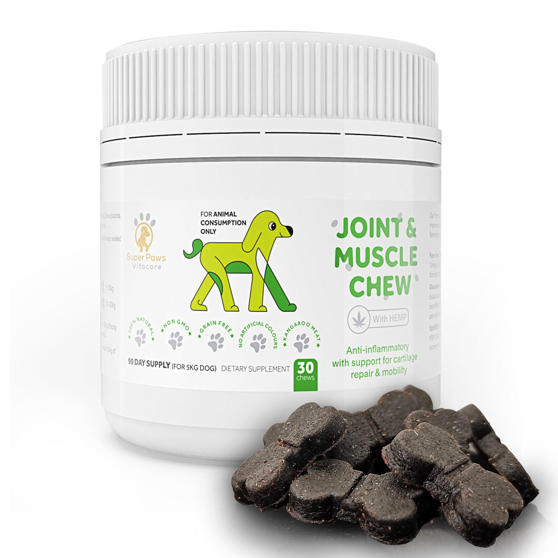 Joint & Muscle Support Chews with Hemp for Dogs by Super Paws Vitacare - Super Paws Vitacare